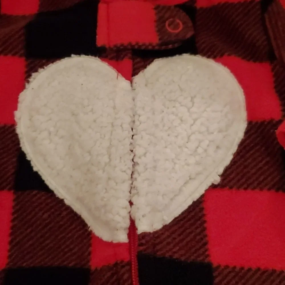 Carter's One Piece Red Black Plaid Heart Fleece Size Newborn